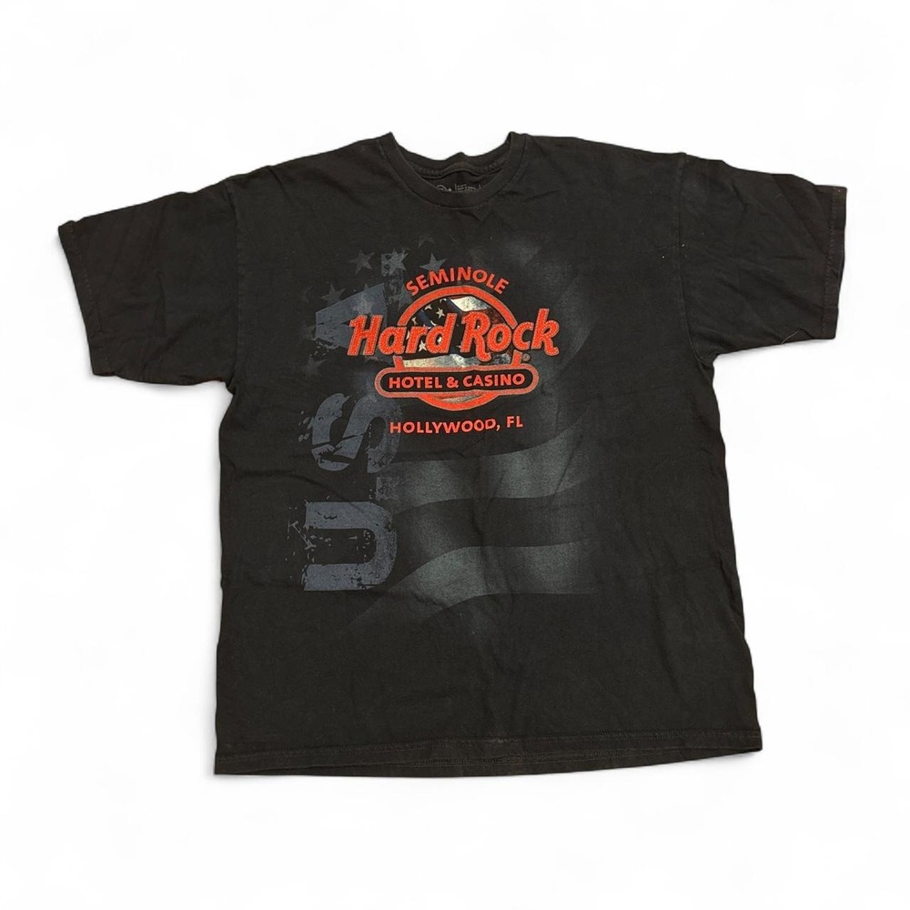 Hard Rock Hotel Casino Hollywood FL Graphic T-Shirt Navy Blue Mens Large